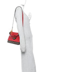 Vitello Century F is FNDI Bi-Color FF 1974 Embossed Kan I Shoulder Bag Fragola Maya Black