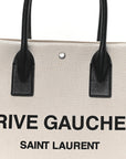 Linen Calfskin Small Rive Gauche Tote Greggio Natural