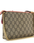 GG Supreme Monogram Face Embroidered Wrist Wallet Pink