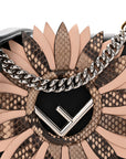Vitello Century Snakeskin F is FNDI Flower Burst FF Small Kan I Shoulder Bag Black Beige