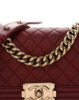 Lambskin Quilted Small Boy Flap Burgundy