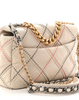 Lambskin Mixed Fibers Quilted Medium CHNL 19 Flap Beige