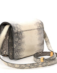 Lizard Small Classic Box Flap Bag Natural