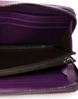 Nappa Intrecciato Zip Around Wallet Aubergine