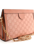 Monogram Textured Dollar Calfskin Small Ophidia Chain Shoulder Bag Cloche Rose Pink