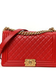 Lambskin Quilted New Medium Boy Flap Red