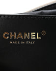 Braided Raffia Calfskin Small CHNL 25 Handbag Black White