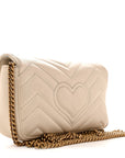 Calfskin Matelasse Super Mini GG Marmont Shoulder Bag White