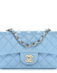 Lambskin Quilted Mini Rectangular Flap Light Blue