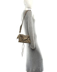 Chevre Gold Metallic Edge Hardware Mini City Beige Latte