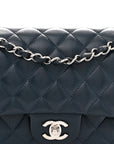 Caviar Quilted Medium Double Flap Navy