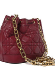 Lambskin Cannage Miss D1OR Bucket Bag Cherry Red