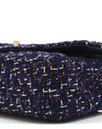 Tweed Quilted Medium Double Flap Dark Purple