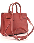 Calfskin Crocodile Embossed Nano Sac De Jour Rose Fonce