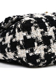 Tweed Quilted Large CHNL 19 Flap Black Ecru White