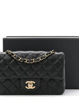 Lambskin Quilted Mini Rectangular Flap Black
