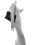 Grain de Poudre Calfskin Y Quilted Monogram Medium Loulou Chain Satchel Black