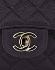 Caviar Quilted Small Double Flap Dark Purple