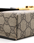 GG Supreme Monogram Calfskin Mini Padlock Top Handle Shoulder Bag Beige Black Cuir