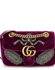 Velvet Matelasse Embroidered Mini GG Marmont Shoulder Bag Bordeaux