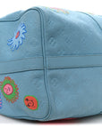 LV X YK Taurillon Monogram Keepall Bandouliere 50 Blue Multicolor