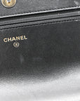 Lambskin Quilted CHNL 19 Wallet On Chain WOC Black