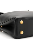 Natural Smooth Calfskin Mini Rodeo Top Handle Handbag Black