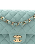 Caviar Quilted Small Double Flap Light Blue