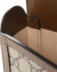 GG Supreme Monogram Mini Horsebit 1955 Shoulder Bag Beige Brown Sugar