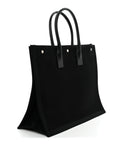 Linen Calfskin Rive Gauche Tote Black
