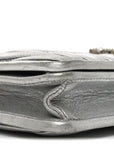 Metallic Nappa Matelasse Chain Crossbody Silver