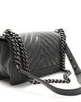 Lambskin Chevron Quilted Medium Boy Flap Grey