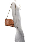 Crinkled Calfskin Matelasse Monogram Medium Niki Chain Satchel Caramel