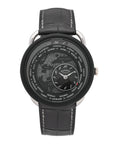Platinum Titanium Alligator 43mm Arceau Le Temps Voyageur Automatic Watch Noir