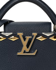 Taurillon Embellished Malletage Crown Mini Capucines Navy