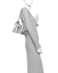 Metallic Caviar Quilted Mini CHNL 25 Handbag Silver