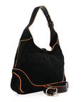 Nubuck Medium New Jackie Shoulder Bag Black Orange