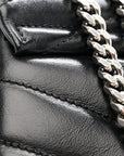 Calfskin Y Quilted Monogram Medium Loulou Chain Satchel Black
