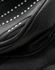 Calfskin Matelasse Monogram Microstud Medium Niki Chain Satchel Black