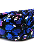 Velvet Floral Quilted M BB Round Shoulder Bag Bleu