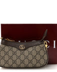 GG Supreme Monogram Textured Dollar Calfskin Mini Ophidia Chain Bag Beige Ebony