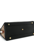 Derby Calfskin House Check Medium Banner Tote Black