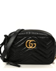 Calfskin Matelasse Mini GG Marmont Chain Shoulder Bag Black
