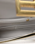 Shiny Box Calfskin Hourglass Chain Bag White