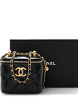 Calfskin Quilted Mini Perfect Fit Vanity Case With Chain Black
