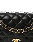 Lambskin Quilted Small Double Flap Black