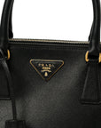 Saffiano Small Galleria Double Zip Tote Black