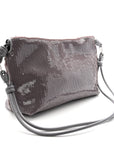 Sequin Medium Donut Chain Flamenco Knot Clutch Grey