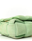 Suede Maxi Intrecciato Padded Chain Cassette Crossbody Bag Wasabi