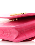 Calfskin Crocodile Embossed La Ceinture Bello Double Tour Belt Bag Pink